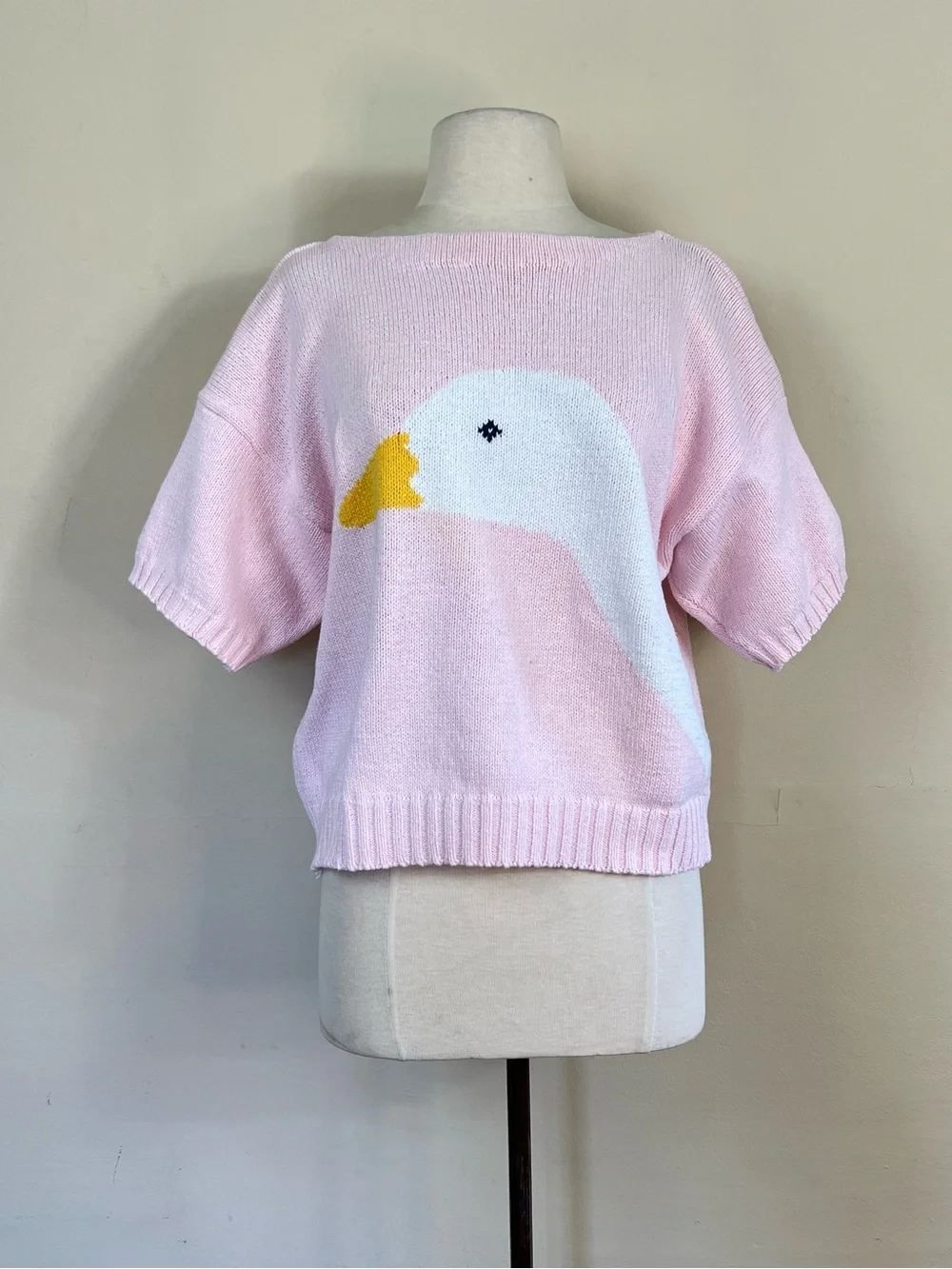 vintage cotton goose sweater | 90s grandma cottagecore top grannycore novelty